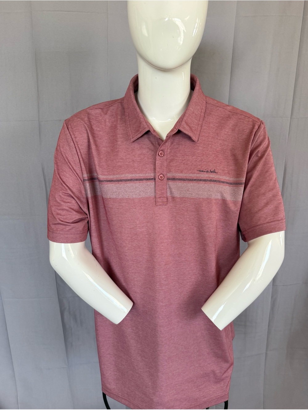 Travis Mathew Men's Mauve Polo with Chest Stripe